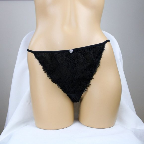 NWT Black G-String Thong Charade Panties Size XL Low Rise Panty Lace Thong P23 - Picture 2 of 5